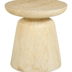 Bijzettafel Larino Travetine Zand - ⌀35 cm