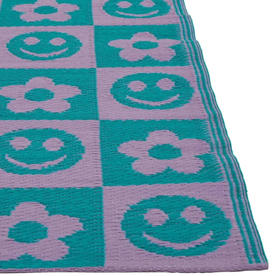 Buitenkleed Mona Bloem Roze/Blauw