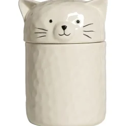 Decoratiepot Cat Off-White 7x7x15 cm