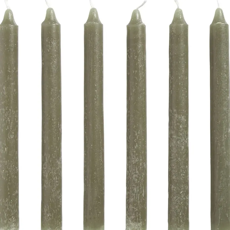 Dinerkaarsen Mosgroen - 20 cm - 6 Stuks