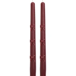 Dinerkaarsen Strikken Bordeaux - 2 Stuks