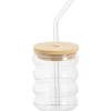 Drinkbeker Wavy Met Rietje Transparant 360ml