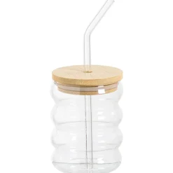 Drinkbeker Wavy Met Rietje Transparant 360ml