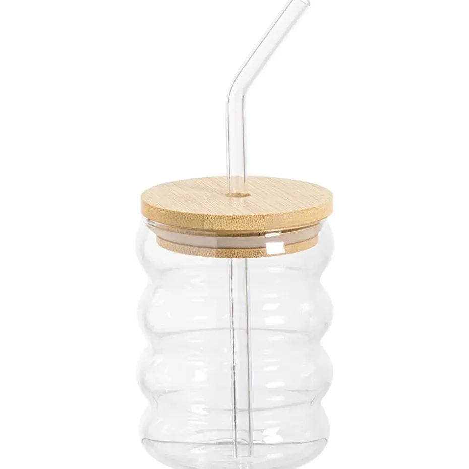 Drinkbeker Wavy Met Rietje Transparant 360ml