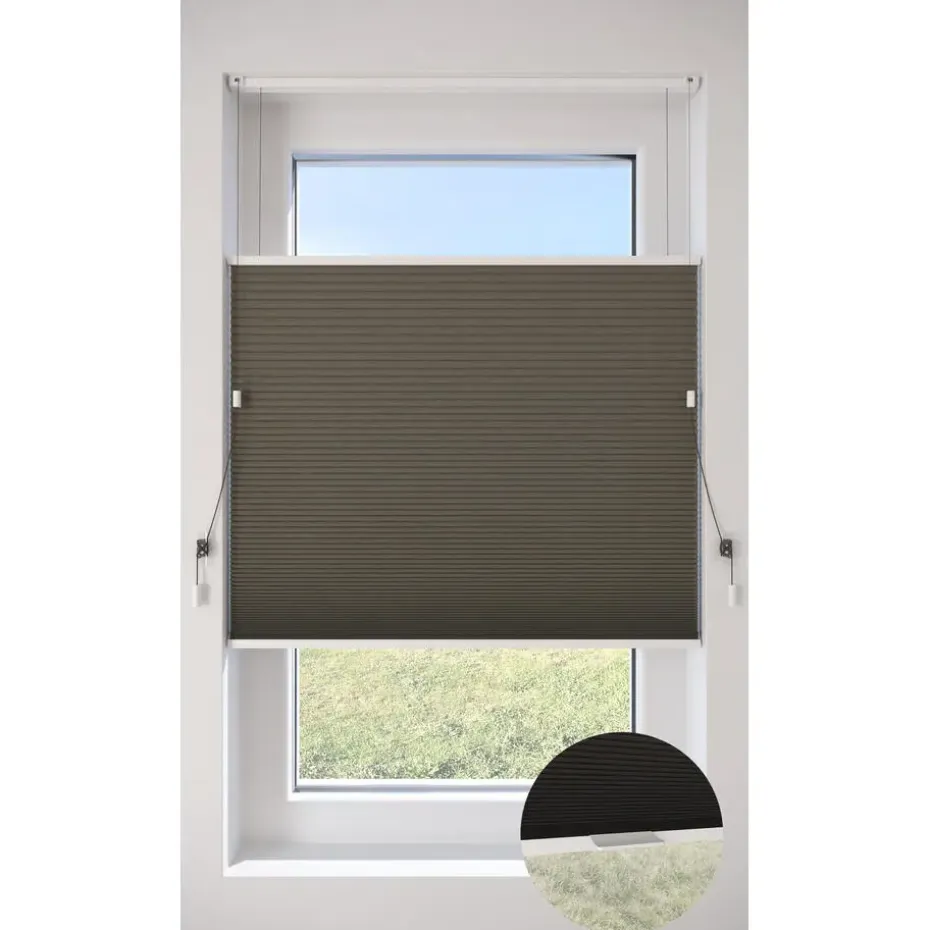 Dubbel Plisségordijn Floor Taupe Lichtdoorlatend