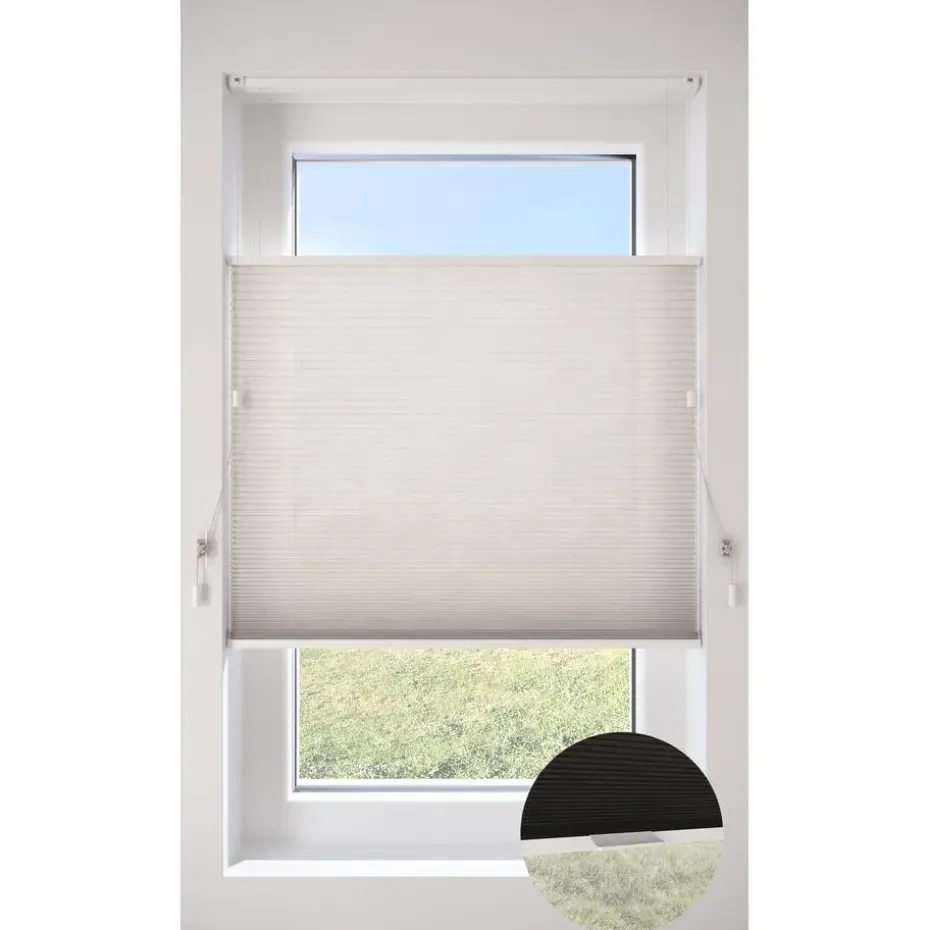 Dubbel Plisségordijn Olivia Beige Transparant