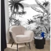 Fotobehang Palm Zwart