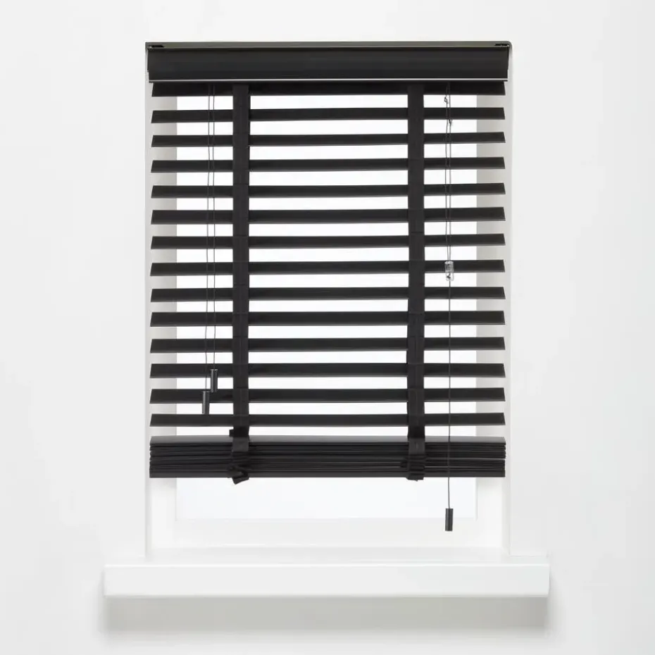 Houtlook Jaloezie Ravi Zwart 50mm 60x130 cm