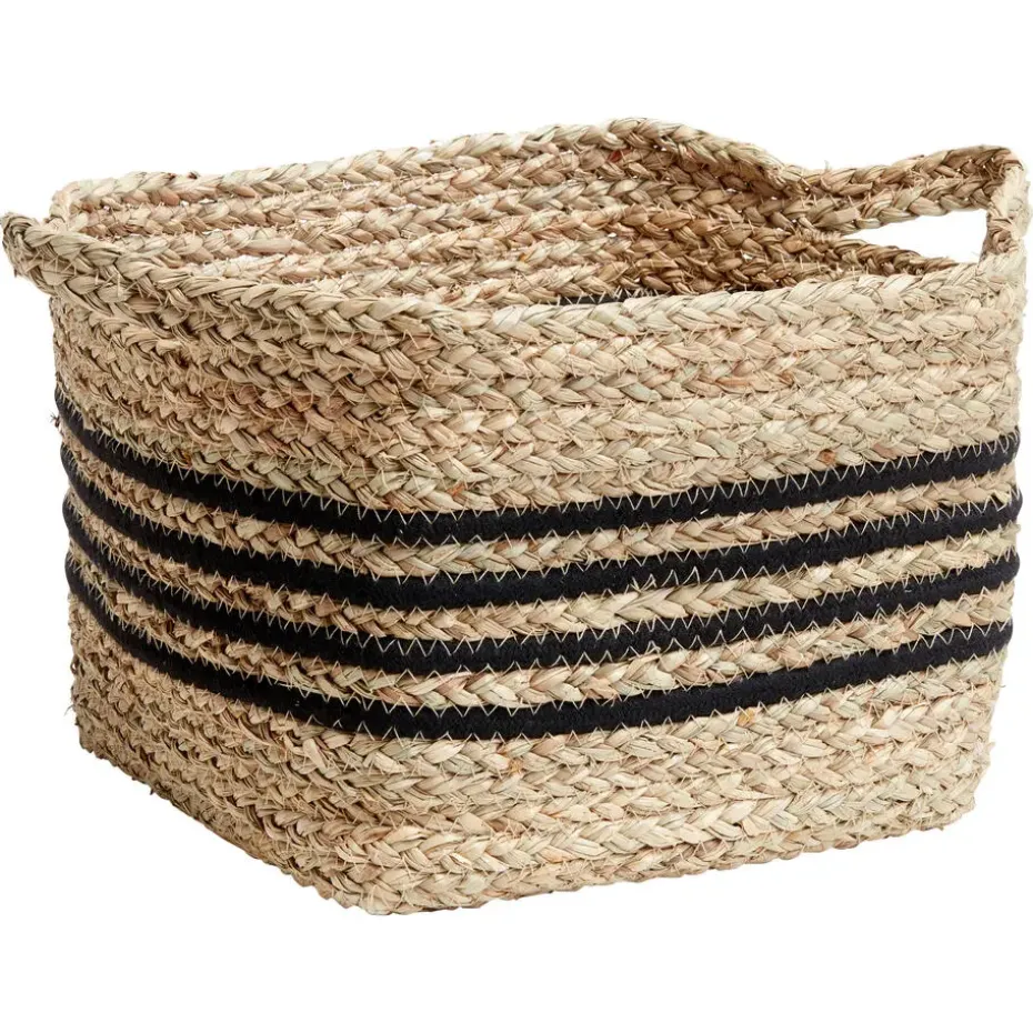 Mand Lorrach Zwart Naturel 26x26x19 cm