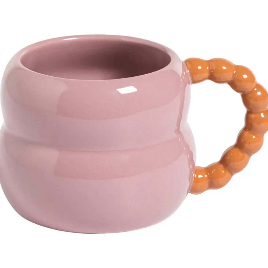 Mok Met Oor Beads Roze/Oranje 300ml
