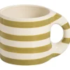 Mok Met Oor Gestreept Groen/Wit 460ml