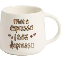 Mok Met Oor More Espresso Less Depresso Wit 400ml