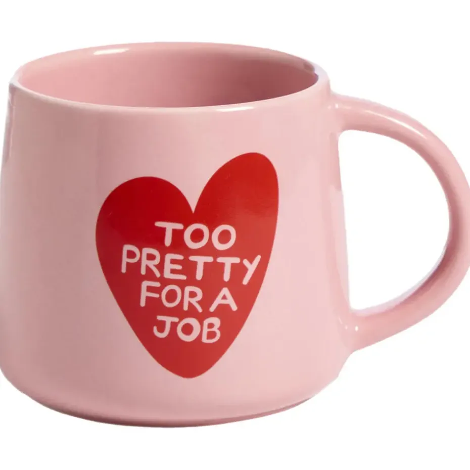 Mok Met Oor Too Pretty For A Job Roze 400ml