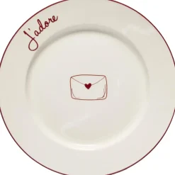 Ontbijtbord J'adore Wit/Rood - ⌀21 cm