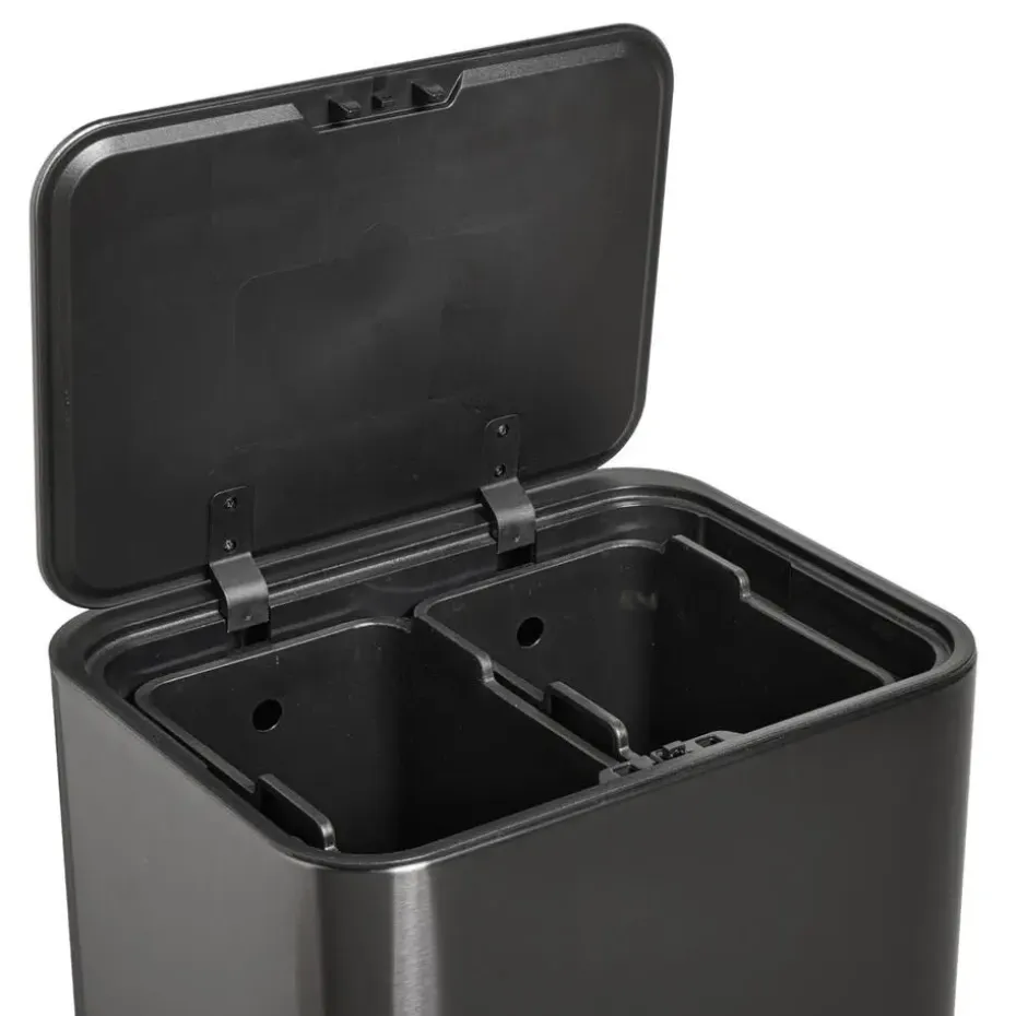 Prullenbak Op Pootjes 2X 12,5 Liter Gun Metal