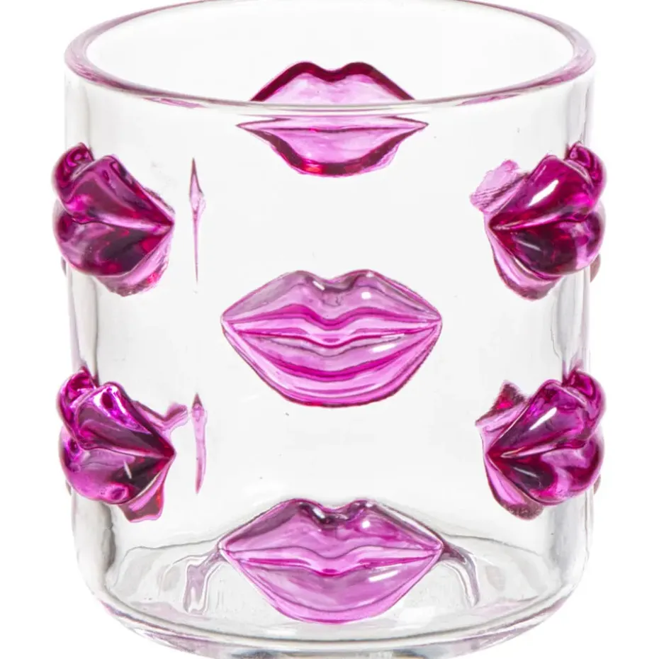 Waterglas Lippen Transparant/Roze 260ml