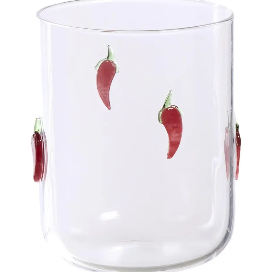 Waterglas Pepers 3D Transparant/Rood 430ml