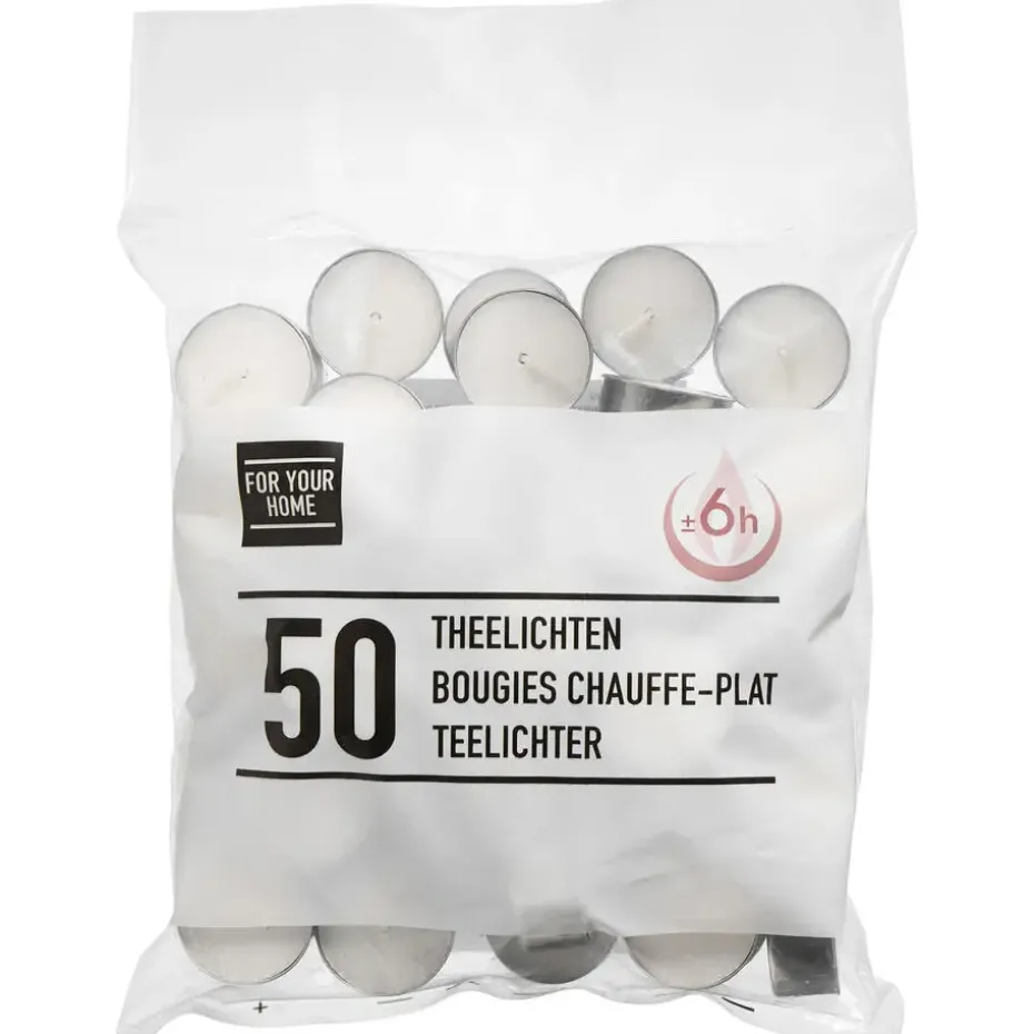 Waxinelichtjes - 6 Uur - 50 Stuks